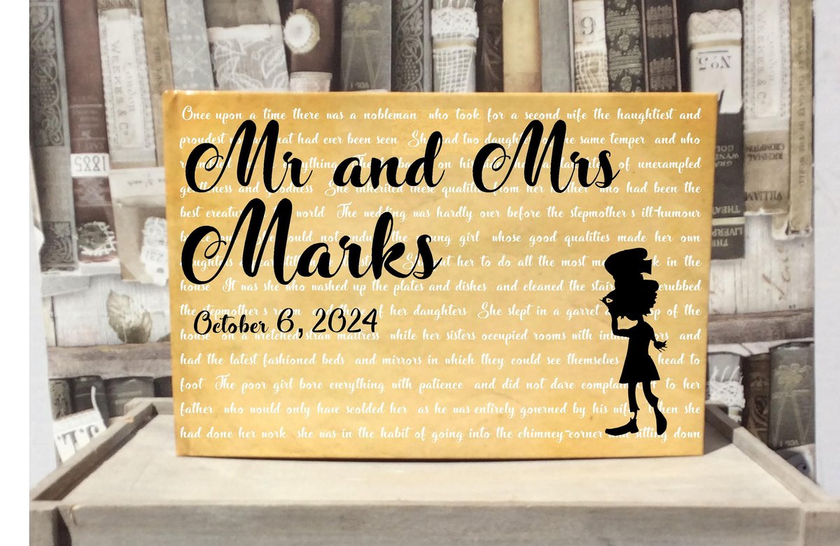 Mad Hatter Alice Wonderland Story Book Wedding Guestbook Personalised Personalized Scrapbook, Note Book, Photo Album, Engagement,Birthday