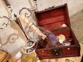 Little Mermaid Centrepiece Set with  Silver Candelabra with Knife, Fork, Spoon, Wooden Ship, Wooden Chest, Coins, Map, Bottle, Fork, Shells