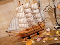 Little Mermaid Centrepiece Set with  Silver Candelabra with Knife, Fork, Spoon, Wooden Ship, Wooden Chest, Coins, Map, Bottle, Fork, Shells