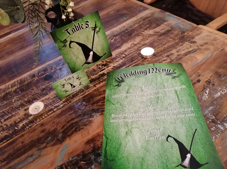 Wizard Wedding Menu,Table Name & Name Place Cards Medevil Castle Fairytale Weddings, Parties, Comic Con, Events,Table Decorations,CUSTOM