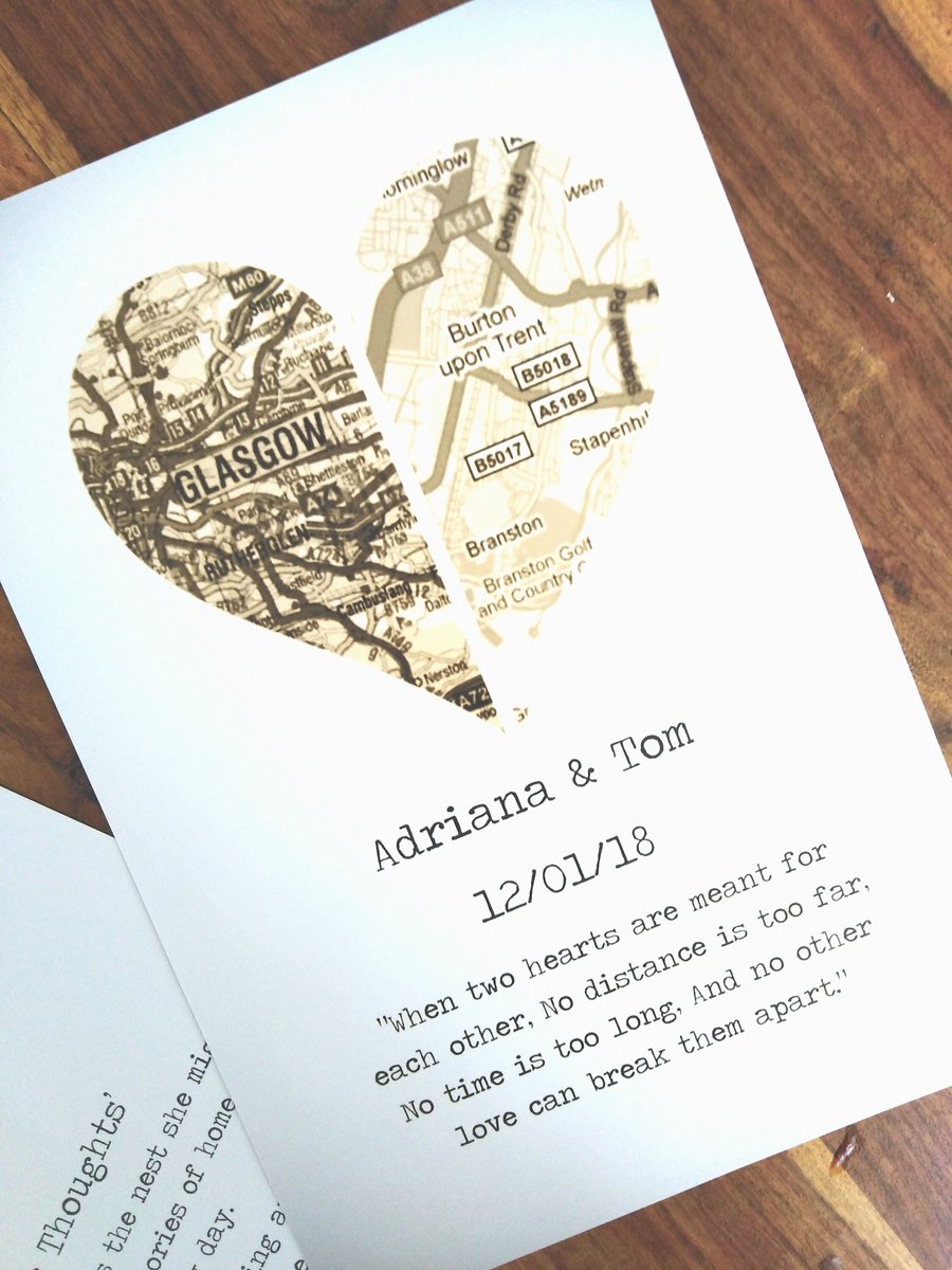 Couples Map Print!Personalised Personalized With Name and Date! Wedding,Paper Anniversary,Engagement Gift, Present, Honeymoon Travels