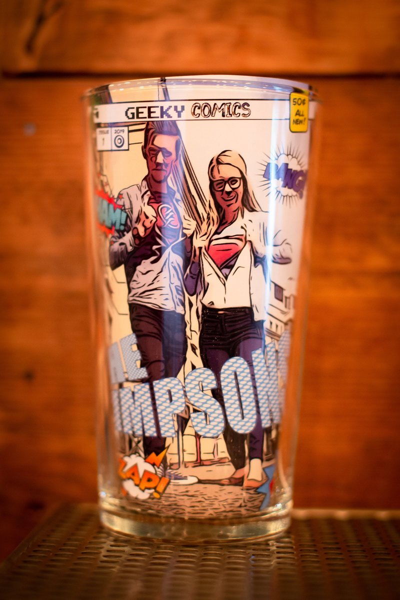 Comic Book Personalised Beer Glass Perfect gifts for weddings, birthdays, wedding party presents, personalized personalised gifts, barware