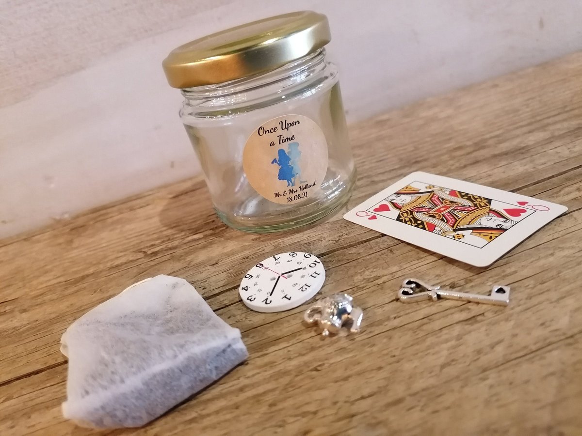 Alice in Wonderland Jar Kit Mad Hatter Perfect Birthday Gift, Wedding Favor Favour, Fairytale Themed Wedding Gift Party Bags Wonderland