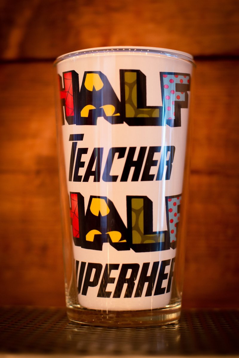 Half Superhero Teacher Beer Glass Perfect gifts for weddings, birthdays, wedding party presents, personalized personalised gifts, barware