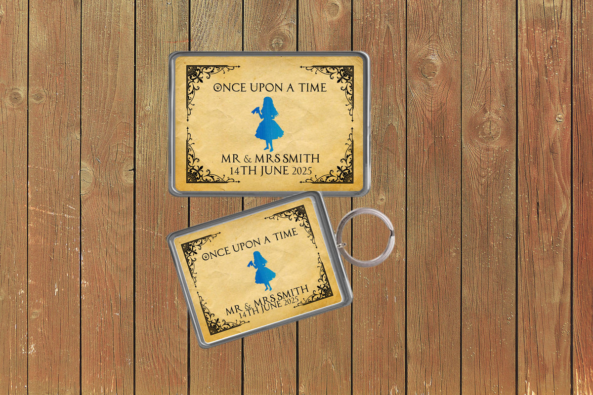 Alice in Wonderland Fairytale Wedding Keychain  Keyring Magnets Favours Favors Personalized Personalised Custom Brithday Wedding Wonderland