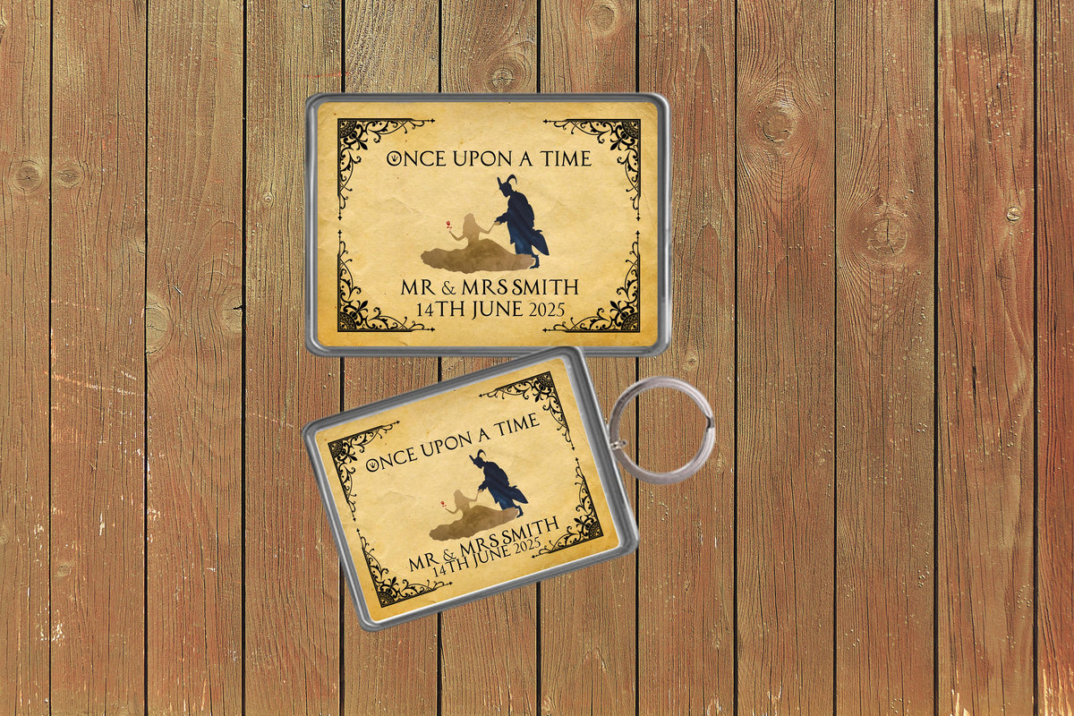 Beauty and the Beast Fairytale Wedding Keychain  Keyring Magnets Favours Favors Personalized Personalised Custom Brithday Fairytale Wedding
