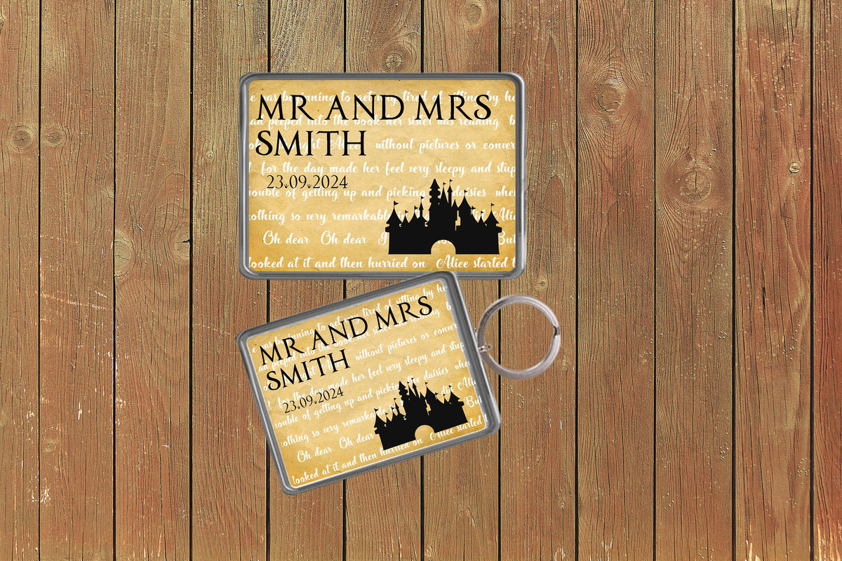 Fairytale Castle Wedding Keychain  Keyring Magnets Favours Favors Personalized Personalised Custom Brithday Wedding Fairytale Storybook