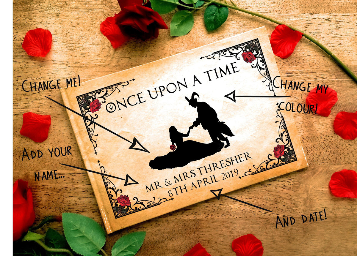 Beauty and the Beast Silhouette Wedding Guestbook Personalised Personalized Perfect for Romantic and Fairytale Weddings Scrapbook Album