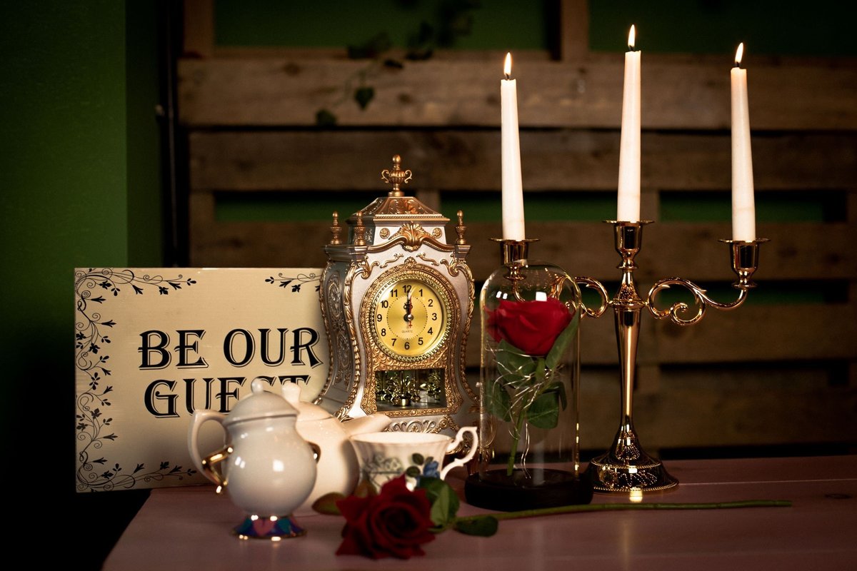Beauty and the Beast Clock Centrepiece Perfect For Fairytale Weddings, Silver and Red Variations Vintage Antique French Clock Plastic