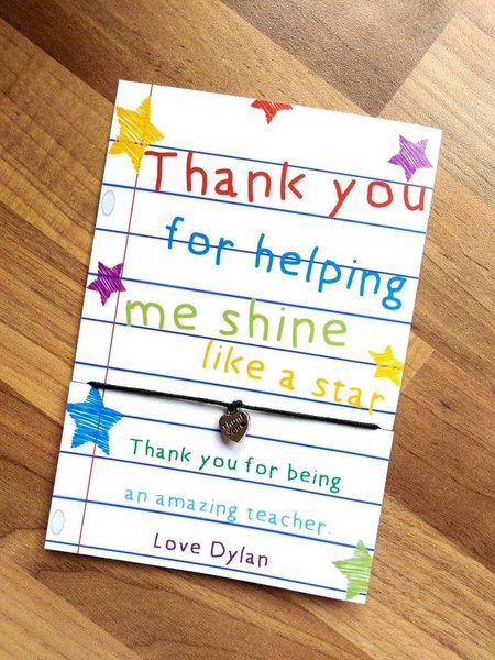 Teacher Bracelet Thank You Teacher and Teaching Assistant Bracelet School Gift For Teacher Star Dinosaur Unicorn Personalised Personalized