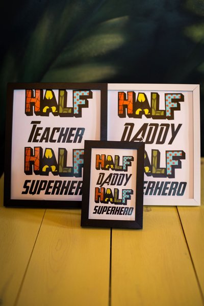 Half Teacher, Half Superhero Framed Print!School Gift, Teaching Assistant Teacher Present Superhero Comic Themed Super Teacher. Teacher's