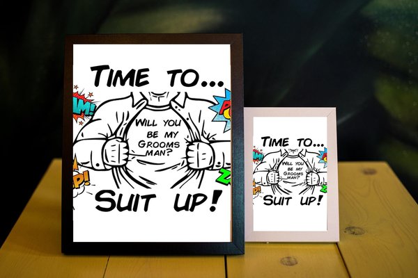 Suit Up Wedding Frame Personalised Personalized!Will You Be My Best Man,Groomsman,Usher,Paige Boy?Superhero Wedding,Comic Book Wedding