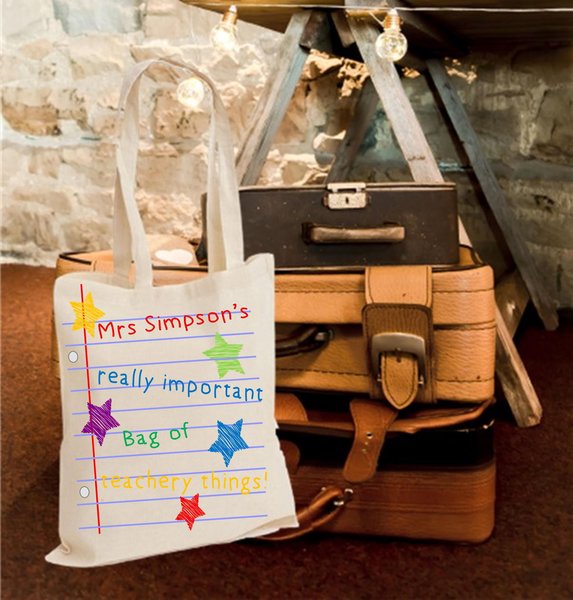Teacher Thank You Tote Bag Personalised Personalized!Thank You Teacher, Teaching Assistant, Support Staff Gift Present Teachery Things