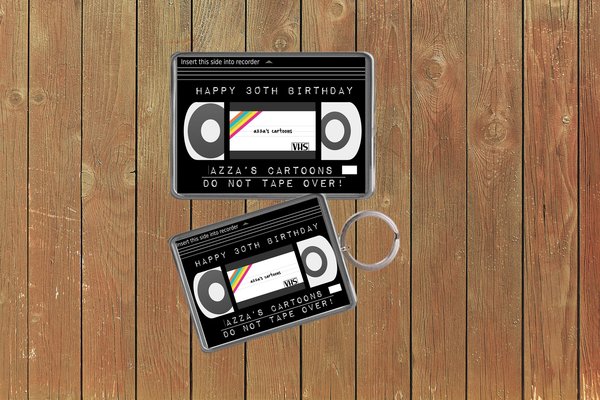 Movie Video VHS Film Birthday Keychain Keyring Magnets Favours Favors Personalized Personalised Custom Birthday Present Film Fan Camera